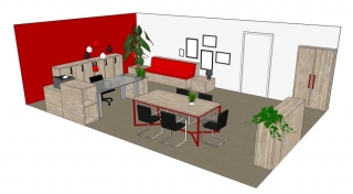 Kantoorinrichting interieur Rood