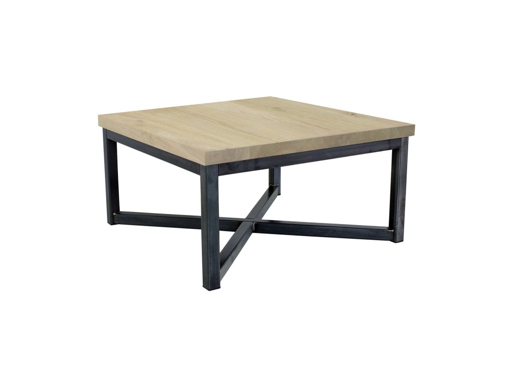 Robuuste salontafel op maat gemaakt x poot frame eikenhout